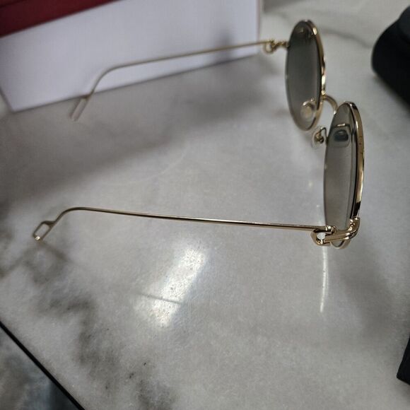 Cartier Round Sunglasses Eyewear Signature C de Cartier CT0156S Gold Auth w/Case